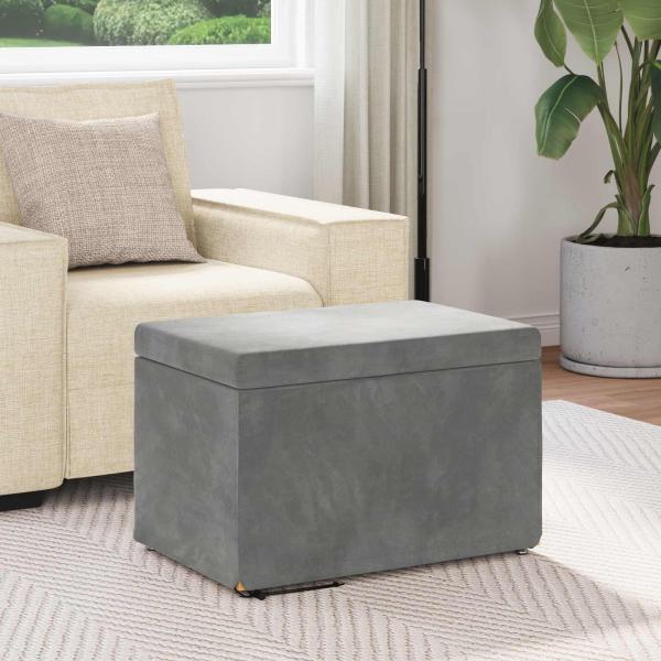 Hocker Dunkelgrau 61 x 41 x 40 cm Samt und Engineering Holz