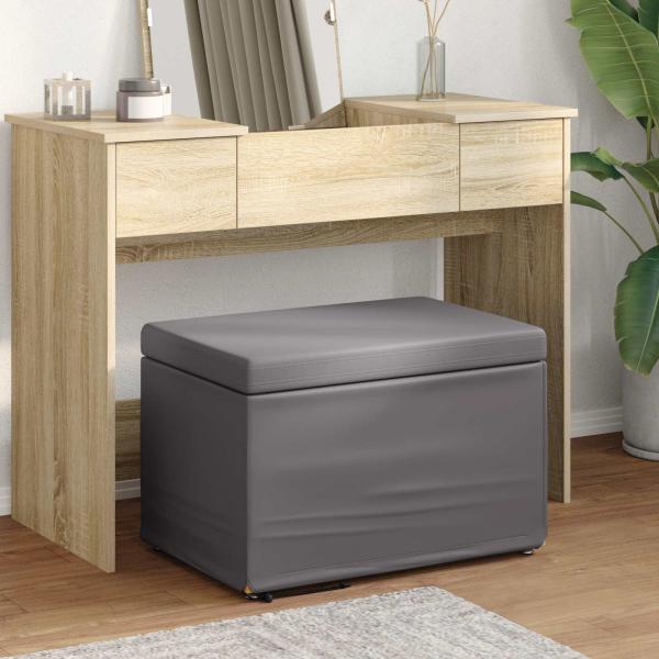ARDEBO.de - Hocker Grau 61 x 41 x 40 cm Kunstleder und Engineering Holz