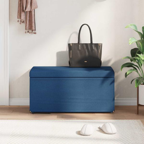 Hocker Blau 81 x 41 x 40 cm Stoff und Pressholz