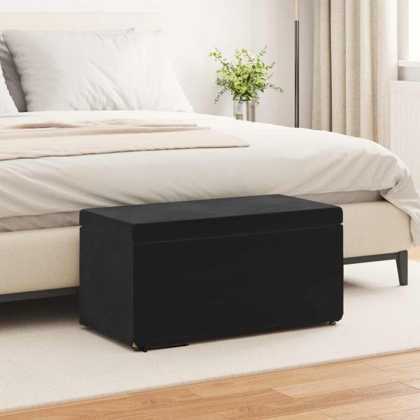 ARDEBO.de - Hocker Schwarz 81 x 41 x 40 cm Samt und Engineering Holz