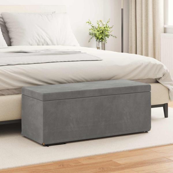 ARDEBO.de - Hocker Dunkelgrau 101 x 41 x 40 cm Samt und Engineering Holz