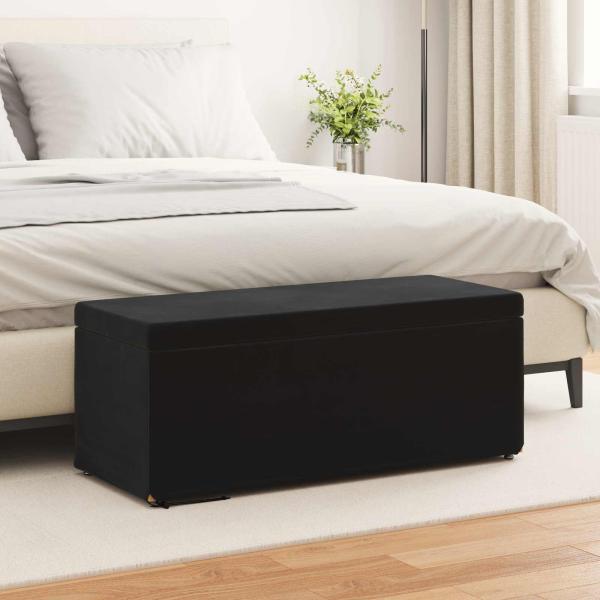 ARDEBO.de - Hocker Schwarz 101 x 41 x 40 cm Samt und Engineering Holz