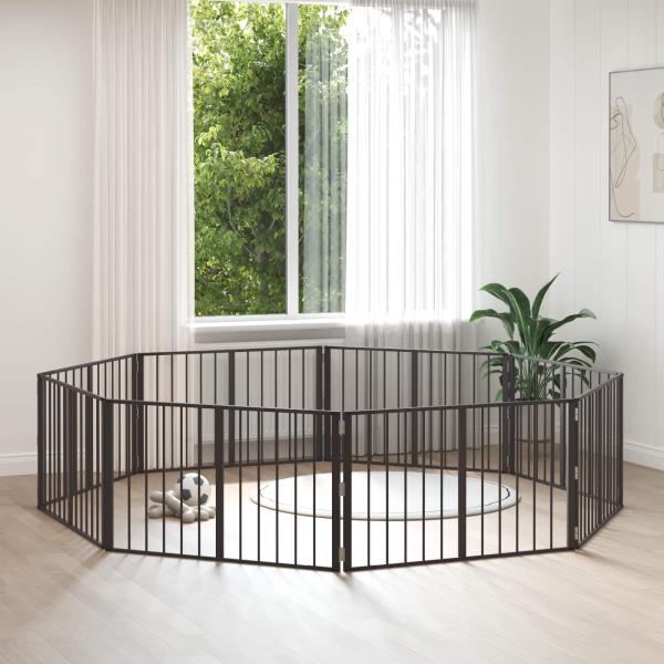 Hundetor 8 stk. Schwarz 100 x 60 cm Verzinkter Stahl