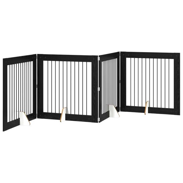 Klappbares Hundetor mit Ständern 4 stk. Schwarz Eichen-Optik