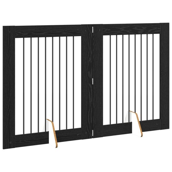 Klappbares Hundetor mit Ständern 2 stk. Schwarz Eichen-Optik