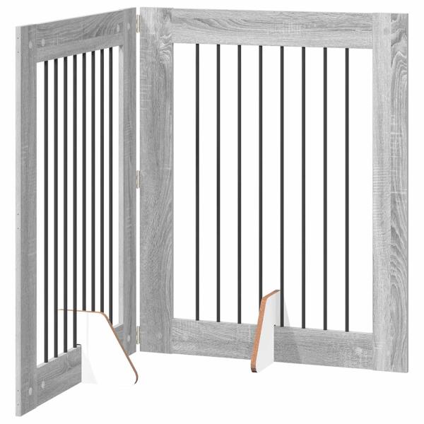 Klappbares Hundetor mit Ständern 2 stk. Sonoma-Grau 160,5 cm