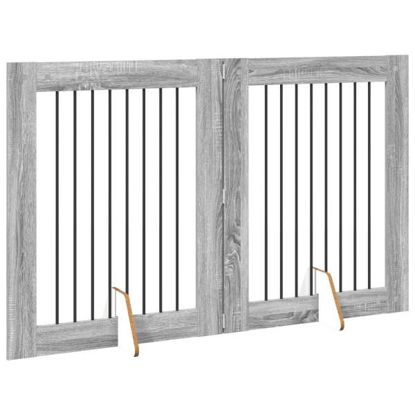 Klappbares Hundetor mit Ständern 2 stk. Sonoma-Grau 160,5 cm