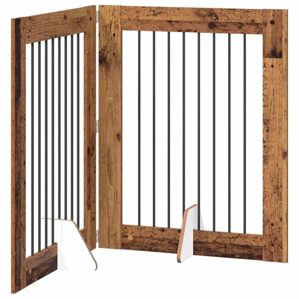 Klappbares Hundetor mit Ständern 2 stk. Altholz 160,5 cm