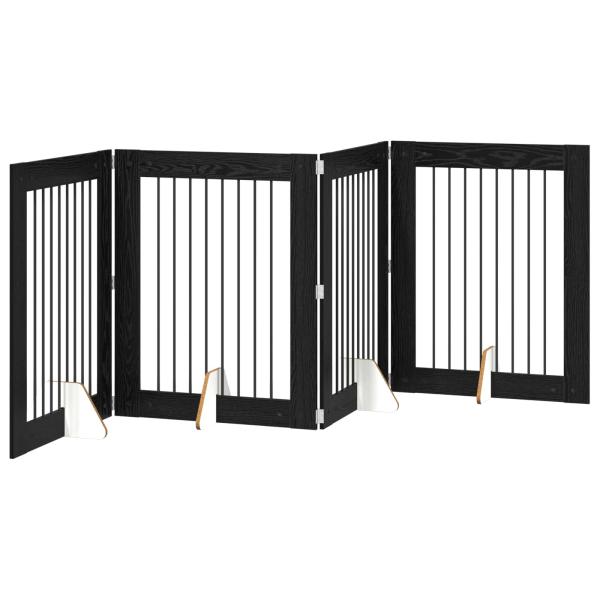 Klappbares Hundetor mit Ständern 4 stk. Schwarz Eichen-Optik
