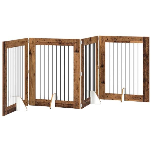 Klappbares Hundetor mit Ständern 4 stk. Altholz 321 cm