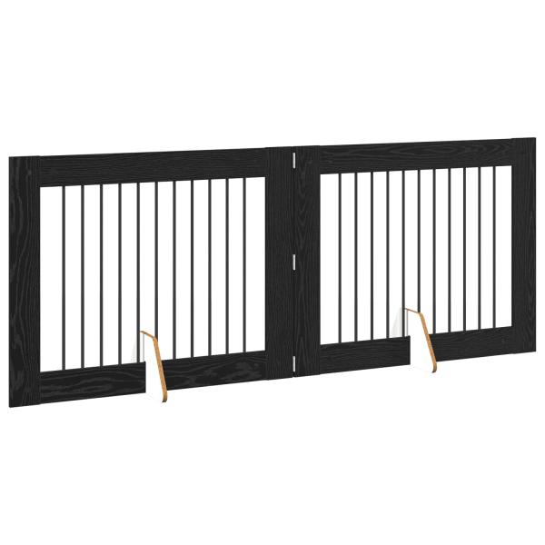 Klappbares Hundetor mit Ständern 2 stk. Schwarz Eichen-Optik