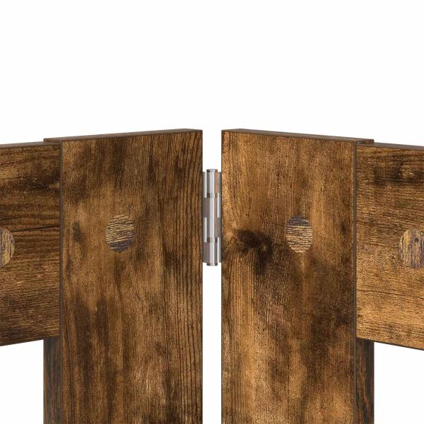 Klappbares Hundetor mit Ständern 2 stk. Räuchereiche 200,5 cm