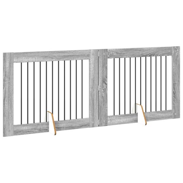 Klappbares Hundetor mit Ständern 2 stk. Sonoma-Grau 200,5 cm