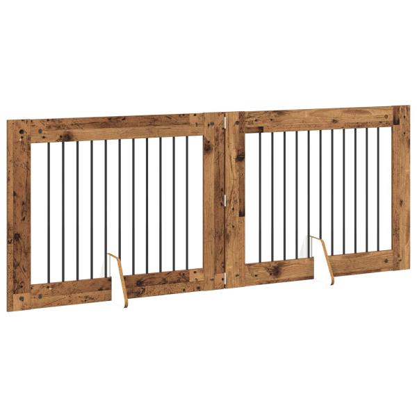 Klappbares Hundetor mit Ständern 2 stk. Altholz 200,5 cm