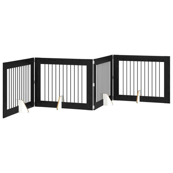 Klappbares Hundetor mit Ständern 4 stk. Schwarz Eichen-Optik