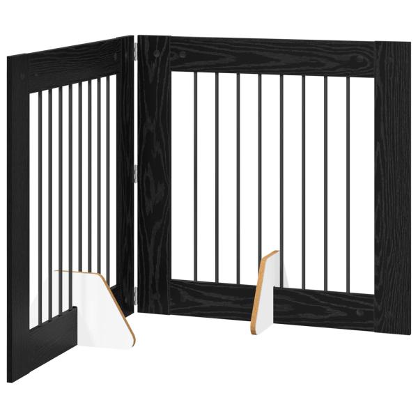 Klappbares Hundetor mit Ständern 2 stk. Schwarz Eichen-Optik