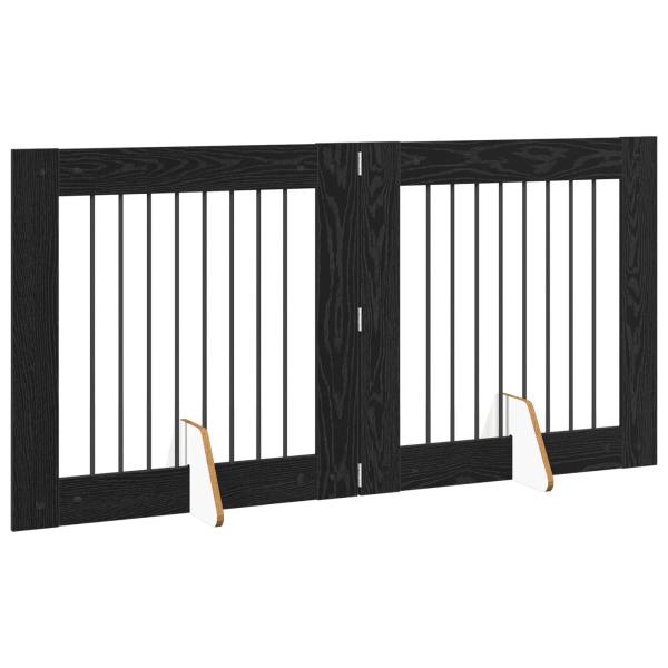 Klappbares Hundetor mit Ständern 2 stk. Schwarz Eichen-Optik