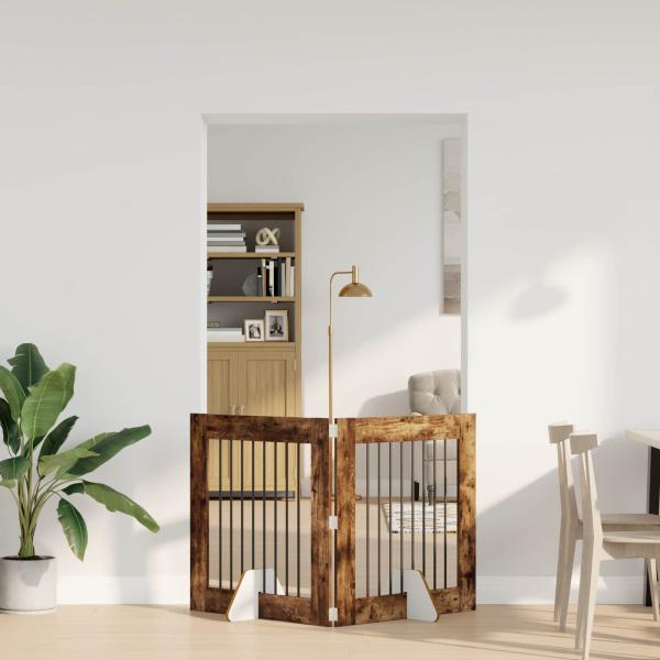 ARDEBO.de - Klappbares Hundetor mit Ständern 2 stk. Räuchereiche 160,5 cm