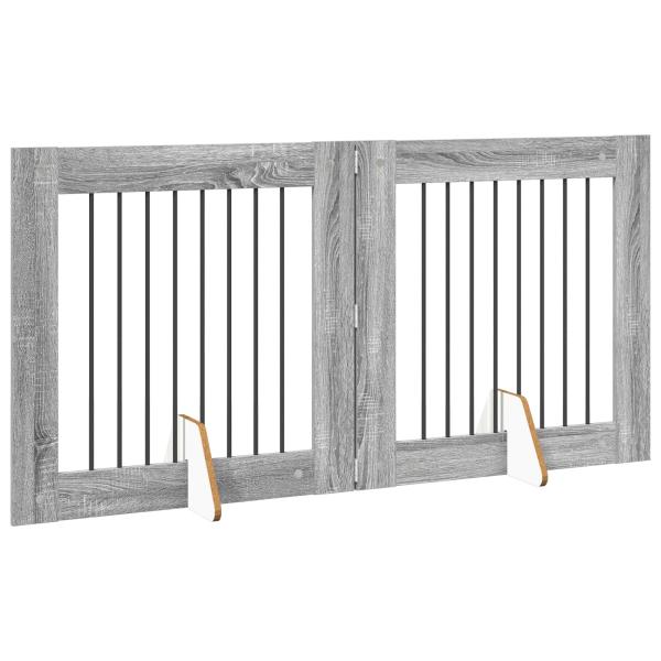 Klappbares Hundetor mit Ständern 2 stk. Sonoma-Grau 160,5 cm