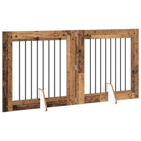 Klappbares Hundetor mit Ständern 2 stk. Altholz 160,5 cm