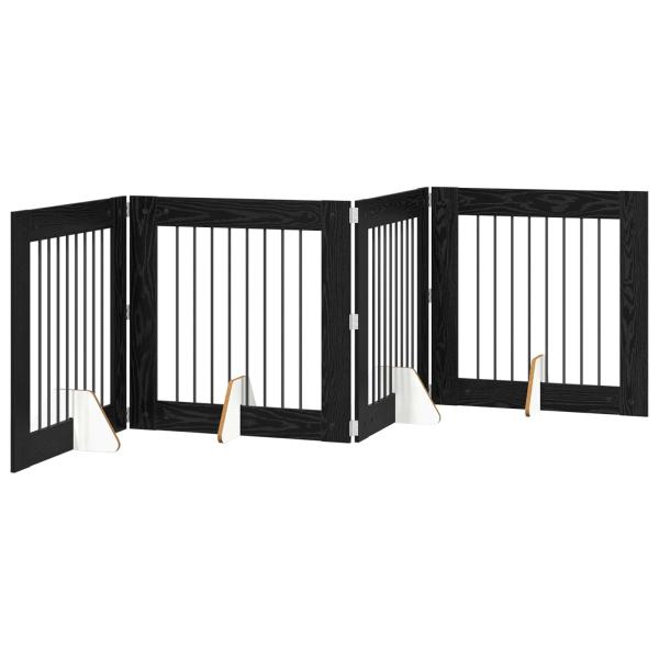 Klappbares Hundetor mit Ständern 4 stk. Schwarz Eichen-Optik