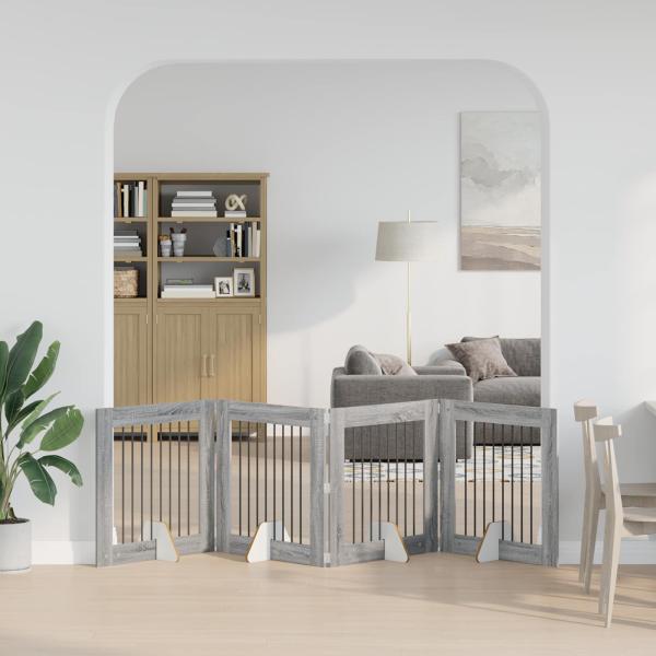ARDEBO.de - Klappbares Hundetor mit Ständern 4 stk. Sonoma-Grau 321 cm