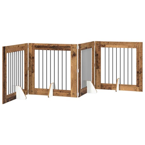 Klappbares Hundetor mit Ständern 4 stk. Altholz 321 cm