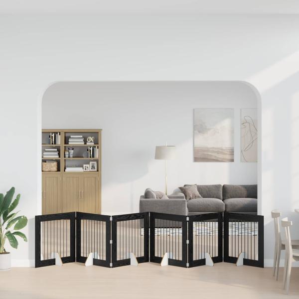 ARDEBO.de - Klappbares Hundetor mit Ständern 6 stk. Schwarz Eichen-Optik