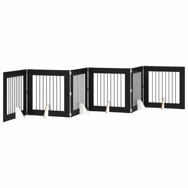 Klappbares Hundetor mit Ständern 6 stk. Schwarz Eichen-Optik