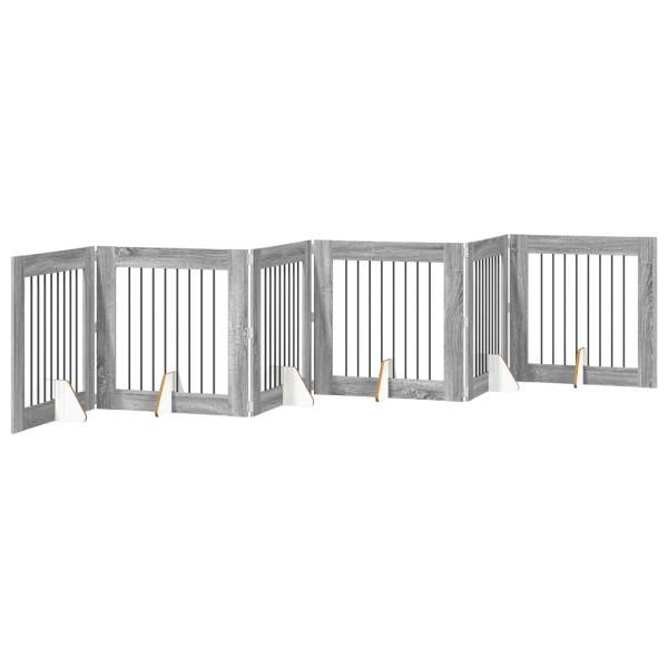 Klappbares Hundetor mit Ständern 6 stk. Sonoma-Grau 482 cm