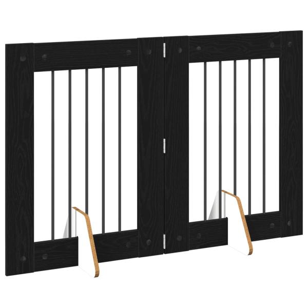 Klappbares Hundetor mit Ständern 2 stk. Schwarz Eichen-Optik
