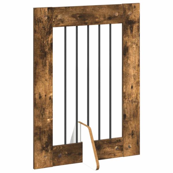 Klappbares Hundetor mit Ständern 2 stk. Räuchereiche 120,5 cm