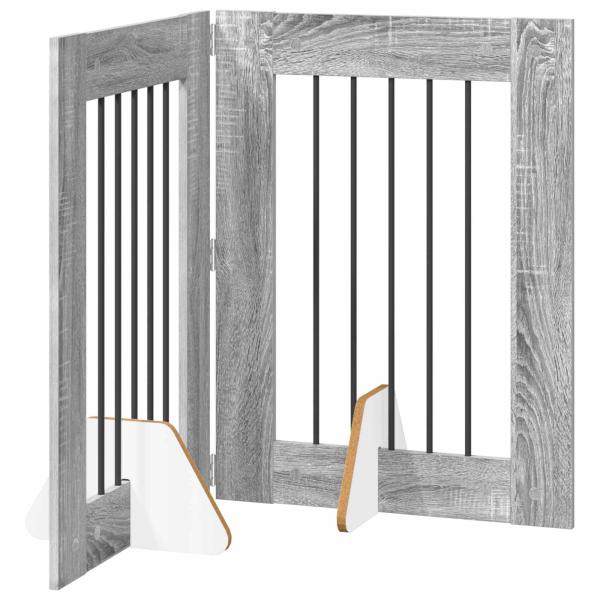 Klappbares Hundetor mit Ständern 2 stk. Sonoma-Grau 120,5 cm