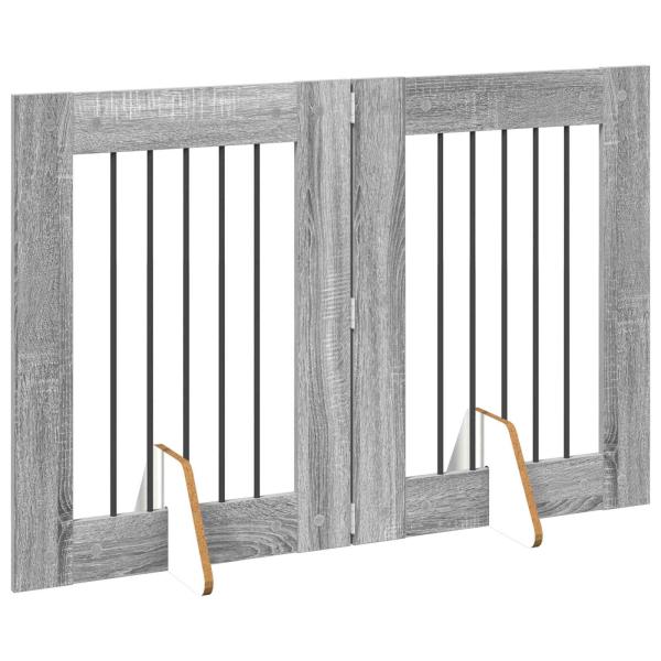 Klappbares Hundetor mit Ständern 2 stk. Sonoma-Grau 120,5 cm