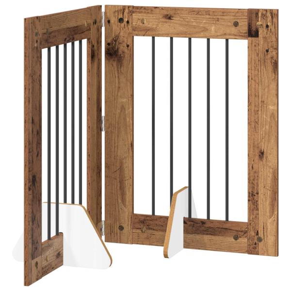 Klappbares Hundetor mit Ständern 2 stk. Altholz 120,5 cm