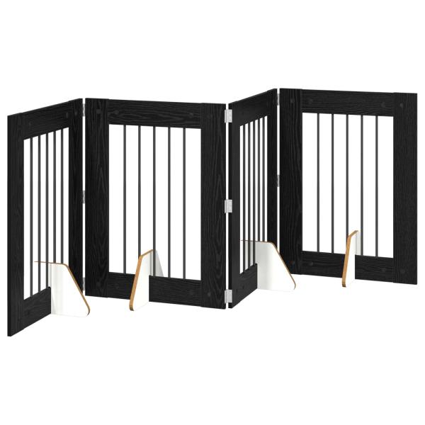 Klappbares Hundetor mit Ständern 4 stk. Schwarz Eichen-Optik