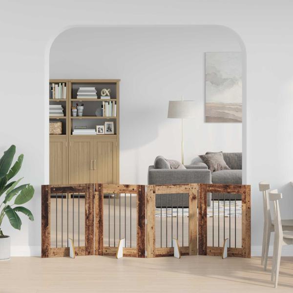 ARDEBO.de - Klappbares Hundetor mit Ständern 4 stk. Altholz 241 cm