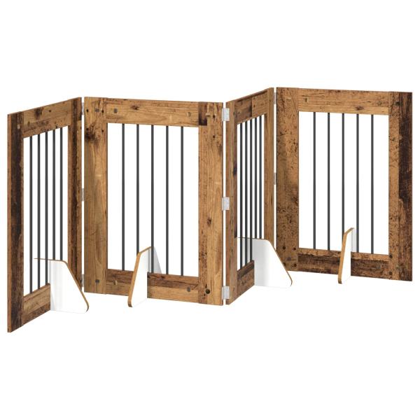 Klappbares Hundetor mit Ständern 4 stk. Altholz 241 cm
