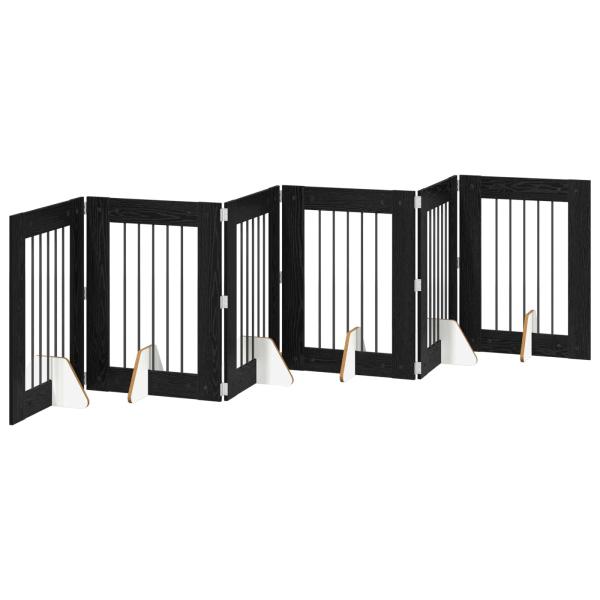 Klappbares Hundetor mit Ständern 6 stk. Schwarz Eichen-Optik