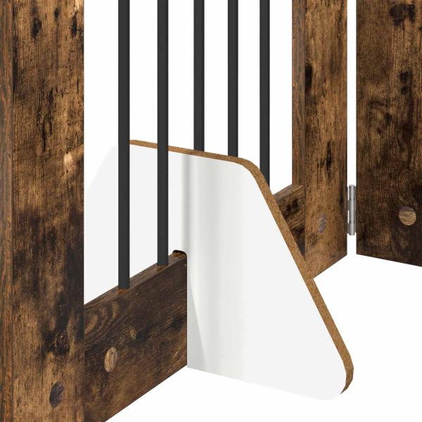 Klappbares Hundetor mit Ständern 6 stk. Räuchereiche 362 cm