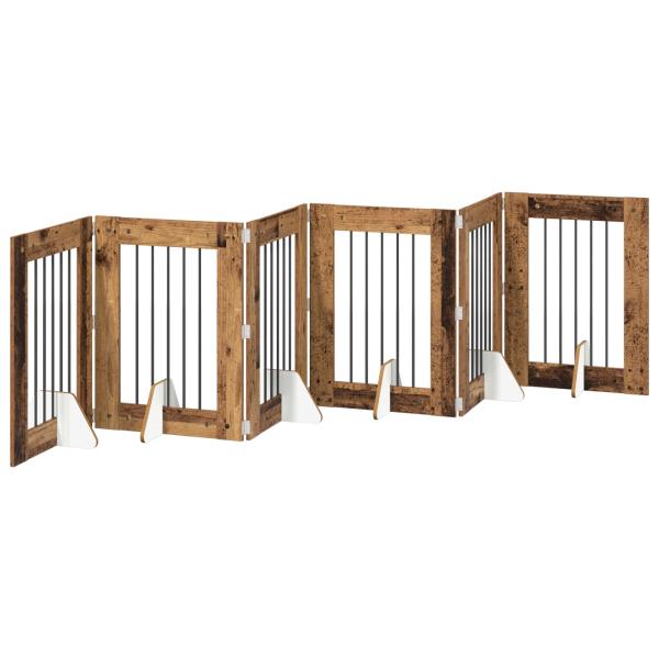 Klappbares Hundetor mit Ständern 6 stk. Altholz 362 cm