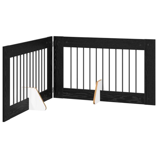 Klappbares Hundetor mit Ständern 2 stk. Schwarz Eichen-Optik
