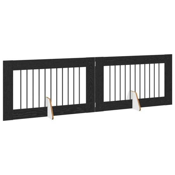 Klappbares Hundetor mit Ständern 2 stk. Schwarz Eichen-Optik