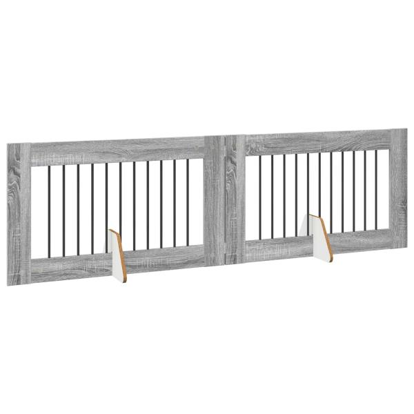 Klappbares Hundetor mit Ständern 2 stk. Sonoma-Grau 200,5 cm