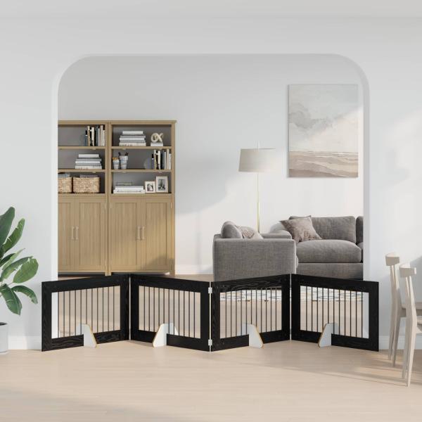 ARDEBO.de - Klappbares Hundetor mit Ständern 4 stk. Schwarz Eichen-Optik