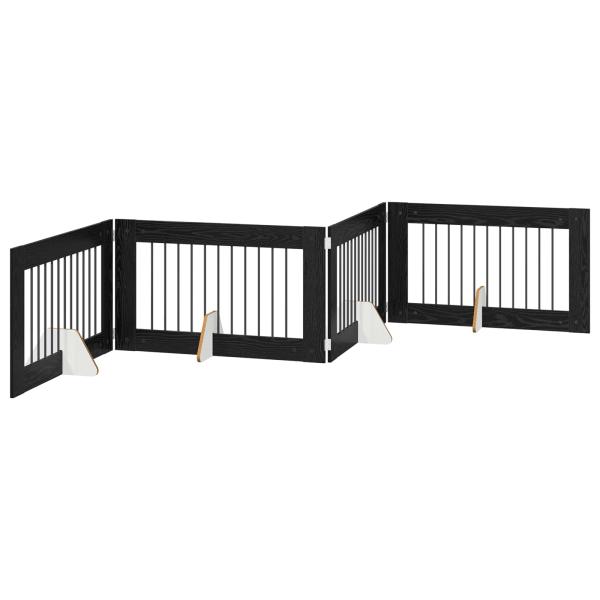 Klappbares Hundetor mit Ständern 4 stk. Schwarz Eichen-Optik