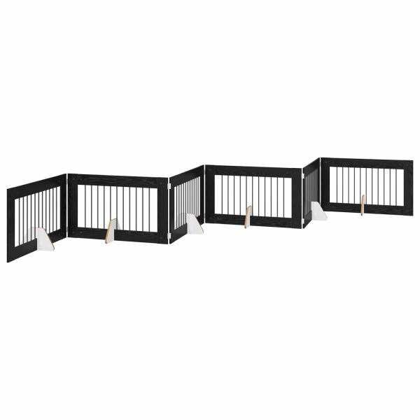 Klappbares Hundetor mit Ständern 6 stk. Schwarz Eichen-Optik