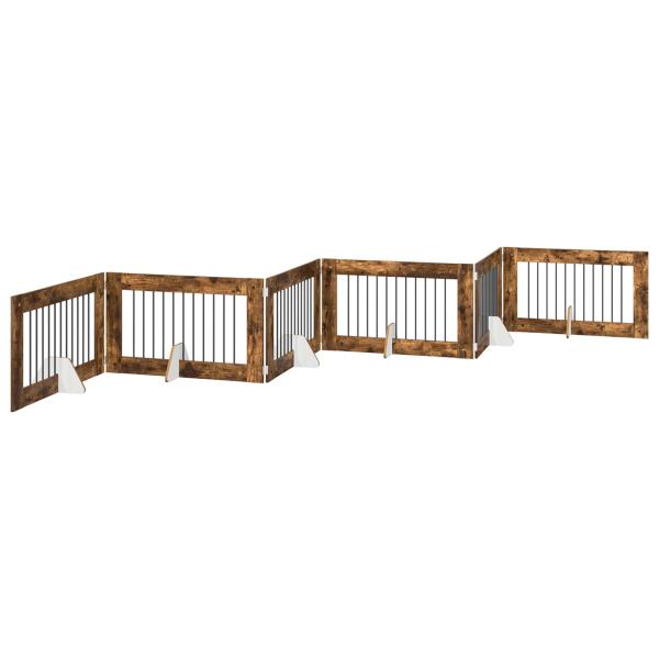 Klappbares Hundetor mit Ständern 6 stk. Räuchereiche 602 cm