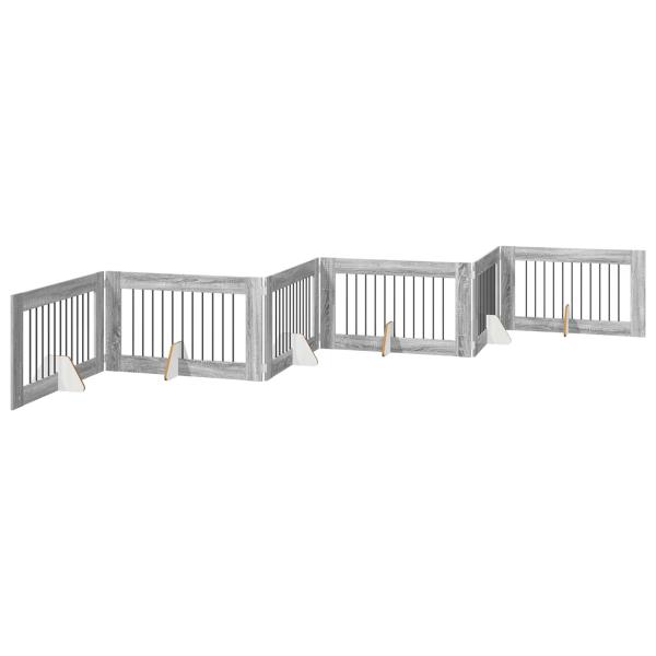 Klappbares Hundetor mit Ständern 6 stk. Sonoma-Grau 602 cm