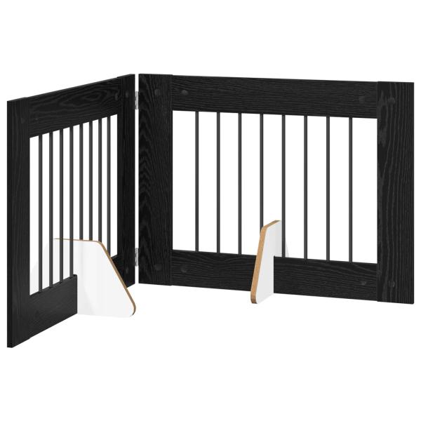 Klappbares Hundetor mit Ständern 2 stk. Schwarz Eichen-Optik